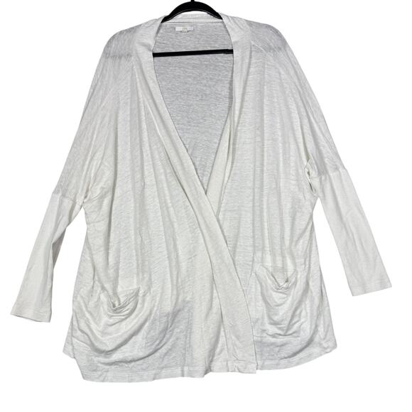 Lunya White Linen Blend Robe Cardigan OS | Lightweight Drape Loungewear - Picture 3 of 6